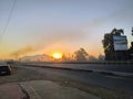 Sunrise near Champaner Pavagadh archaeological site from the halol vadodara highway Royalty Free Stock Photo