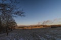 Sunrise near Ctibor and Halze villages in cold snowy morning