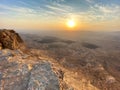 Sunrise in Negev Desert. View of the Makhtesh Ramon Crator at Mitzpe Ramon, Sothern Negev, Israel