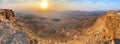 Sunrise in Negev Desert. View of the Makhtesh Ramon Crator at Mitzpe Ramon, Sothern Negev, Israel