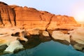 Sunrise new day at Sam Phan Bok, as known as the Grand Canyon of Thailand, the biggest rock reef in the Mae Khong River