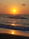 Sunrise ocean beach dawn waves reflections Royalty Free Stock Photo