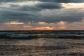 Sunrise on the ocean in Waipouli Coast, Kauai, Hawaii Royalty Free Stock Photo