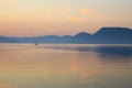 Before sunrise off the coast of the Meganisi island, Ionian sea, Greece