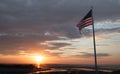 Sunrise at Ogunquit Maine with American Flag