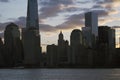 Sunrise on One World Trade Center (1WTC), Freedom Tower, New York City skyline, New York City, New York, USA Royalty Free Stock Photo