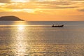 Sunrise with orange sky in Da Nang Beach - Vietnam Landscape Royalty Free Stock Photo