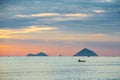 Sunrise with orange sky in Da Nang Beach - Vietnam Landscape Royalty Free Stock Photo