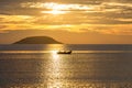 Sunrise with orange sky in Da Nang Beach - Vietnam Landscape Royalty Free Stock Photo