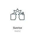 Sunrise outline vector icon. Thin line black sunrise icon, flat vector simple element illustration from editable weather concept Royalty Free Stock Photo