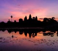 Sunrise over Angkor Wat temple Royalty Free Stock Photo