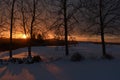 A sunrise over the Appalachians on a winter morning