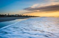 Sunrise over the Atlantic Ocean in Folly Beach, South Carolina. Royalty Free Stock Photo