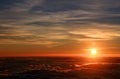 The sunrise over the Atlantic Ocean seen from Pico Volcano Royalty Free Stock Photo