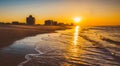 Sunrise over the Atlantic Ocean at Ventnor Beach, New Jersey. Royalty Free Stock Photo