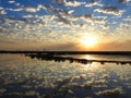 Sunrise Over the Bay with South Padre Island Skyline in the Background, Texas Royalty Free Stock Photo