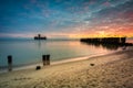Sunrise over the beach at Baltic Sea in Babie Doly, Gdynia. Poland