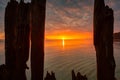 Sunrise over the beach at Baltic Sea in Babie Doly, Gdynia. Poland