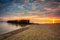 Sunrise over the beach at Baltic Sea in Babie Doly, Gdynia. Poland Royalty Free Stock Photo