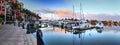 Sunrise over the boats in Esplanade Harbor Marina in Marco Island Royalty Free Stock Photo