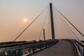 Sunrise over Bob Kerrey pedestrian, foot, bridge Omaha Nebraska USA. Royalty Free Stock Photo