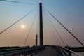 Sunrise over Bob Kerrey pedestrian, foot, bridge Omaha Nebraska USA.