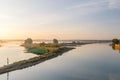 Sunrise over border river Oder.