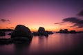 Sunrise over boulders at Cavallo Island in Corsica Royalty Free Stock Photo