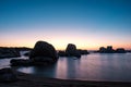 Sunrise over boulders at Cavallo Island in Corsica Royalty Free Stock Photo