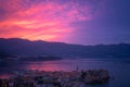 Sunrise over Budva town Royalty Free Stock Photo