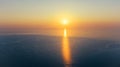 Sunrise over calm sea. Dawn over horizon, ocean, water - timelapse or hyperlapse. Solar path on water Royalty Free Stock Photo