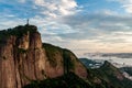 Sunrise over Christ the Redeemer and Corcovado Mountain in Rio de Janeiro, Brazil Royalty Free Stock Photo