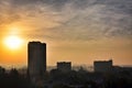 Sunrise over the city. Royalty Free Stock Photo