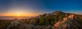 Sunrise over the city of Liberec, Czech republic. Jested. View from the Virive stones Jested Mountain. Jizerske mountains and Royalty Free Stock Photo