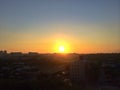 Sunrise over city skyline in Singapore