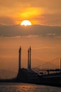 Sunrise over cloud at Penang Bridge Royalty Free Stock Photo