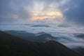 Sunrise over the clouds, mount Cucco, Umbria, Apennines, Italy