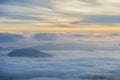 Sunrise over the clouds, mount Cucco, Umbria, Apennines, Italy