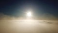 Sunrise over the clouds. quadrotor filming