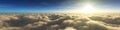 Sunrise over the clouds. Sunset over the clouds. The moon in the clouds. Panorama of clouds. Royalty Free Stock Photo