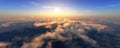 Sunrise over the clouds. Sunset over the clouds. The moon in the clouds. Panorama of clouds. Royalty Free Stock Photo