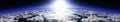 Sunrise over the clouds. Sunset over the clouds. The moon in the clouds. Panorama of clouds. Royalty Free Stock Photo