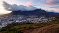 Sunrise over a cloudy Table Mountain Royalty Free Stock Photo