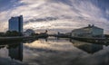 Sunrise over the Clyde Waterfront in Glasgow, Scotland Royalty Free Stock Photo