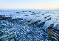 Sunrise over cretaceous sedimentary rock coastline