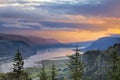 Sunrise Over Crown Point at Columbia River Gorge Royalty Free Stock Photo