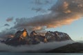 Sunrise over Cuernos del Paine, Torres del Paine National Park, Chile Royalty Free Stock Photo