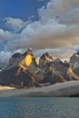 Sunrise over Cuernos del Paine, Torres del Paine National Park, Chile Royalty Free Stock Photo