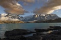 Sunrise over Cuernos del Paine, Torres del Paine National Park, Chile Royalty Free Stock Photo