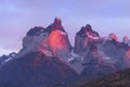 Sunrise over Cuernos del Paine, Torres del Paine National Park, Chile Royalty Free Stock Photo